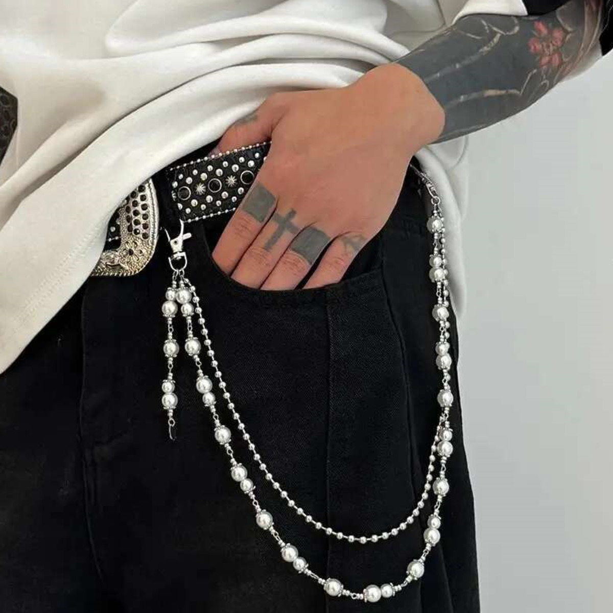 Wallet Chain Bag - Salircon Punk Multilayer Imitation Pearl Charm