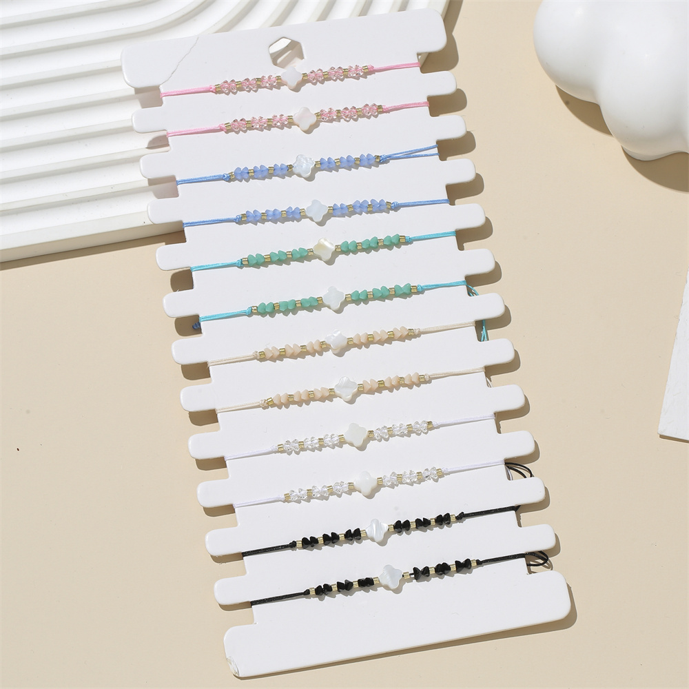 Resin Bangle Bracelet - 12pcs/set White Flower Charms Bracelet Set