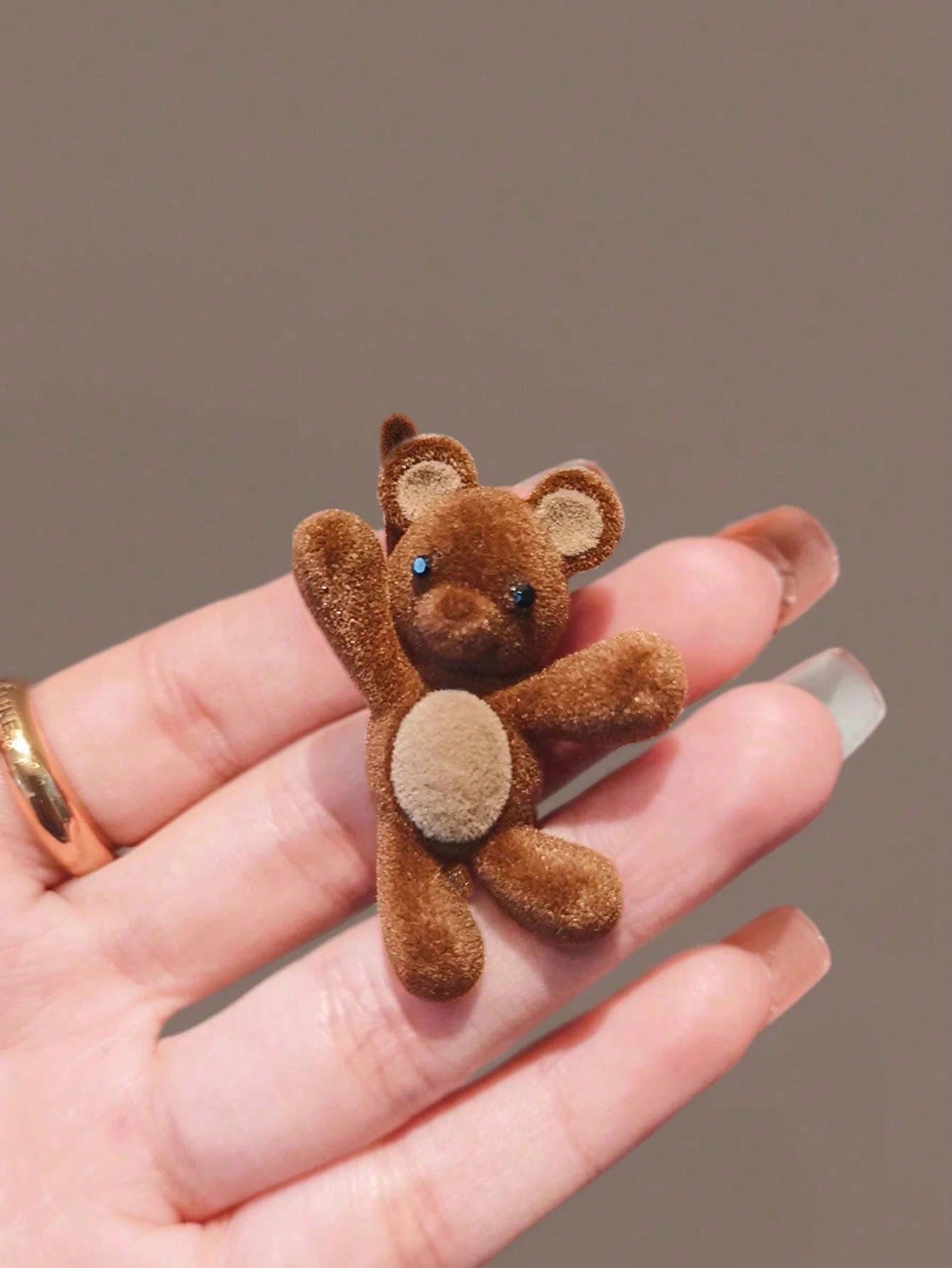 Hair Claw Clip Set - Cute Velvet Bear Hair Clip For