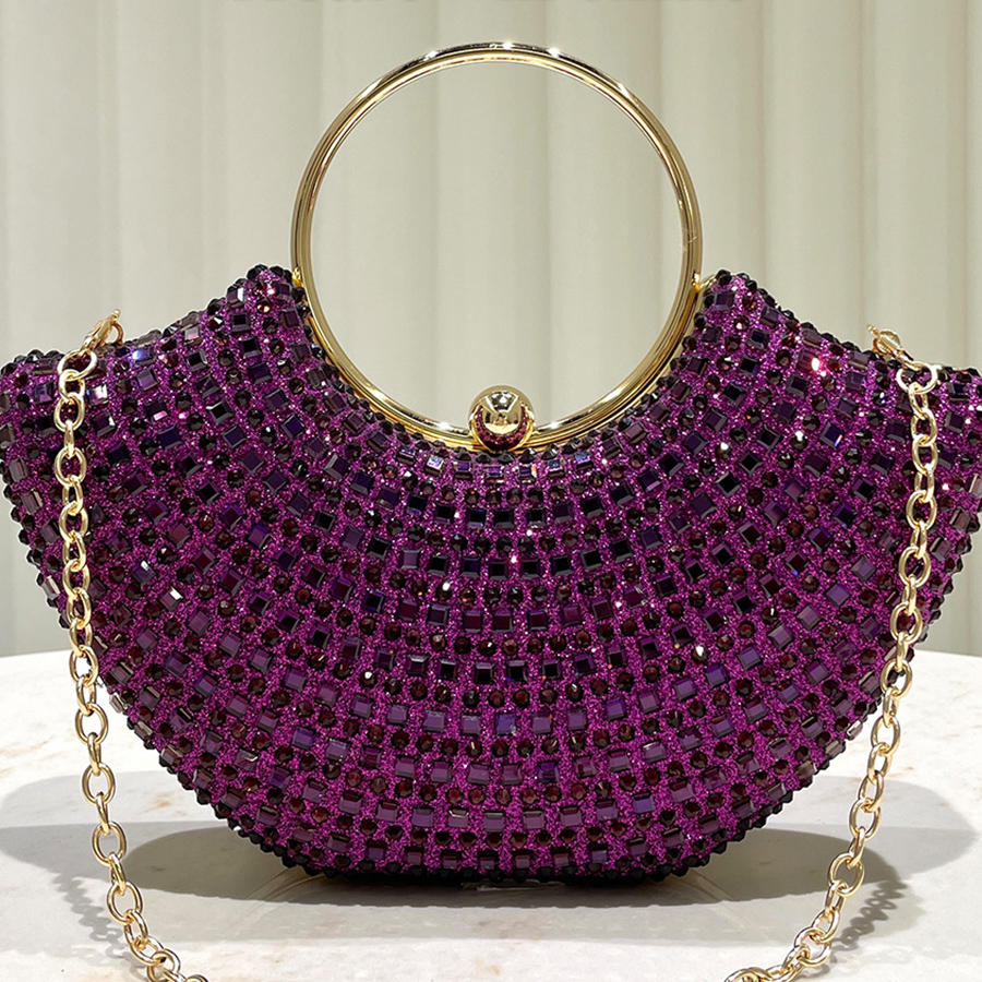 Purple shiny luxurious diamond - Wallet Chain Bag บทวิจารณ์และราคา