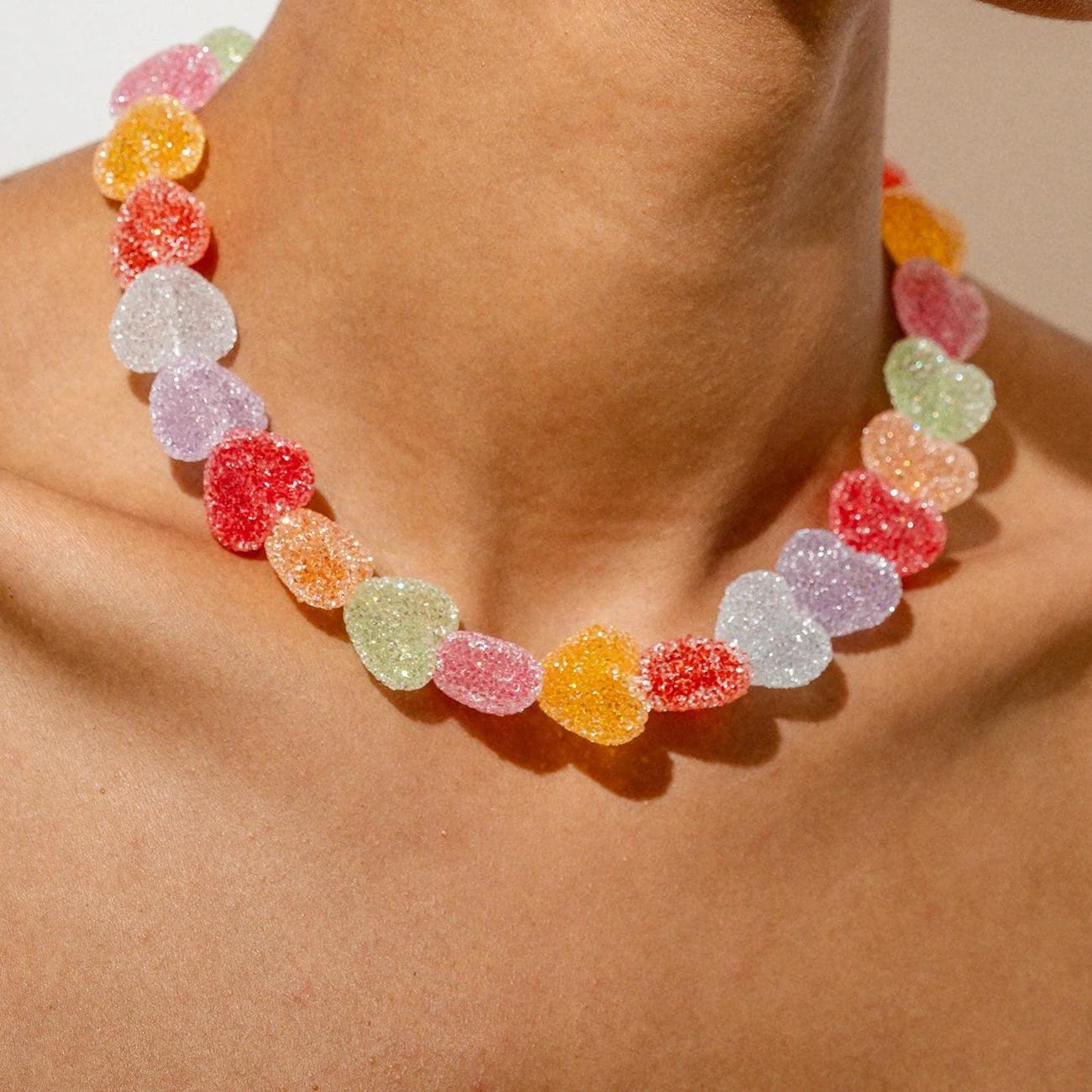 Colorful Heart Resin Necklace  - Resin Bangle Bracelet บทวิจารณ์และราคา