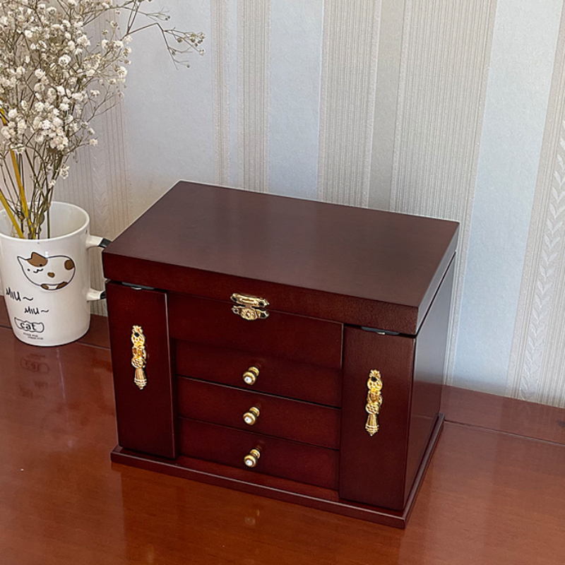 Wood Jewelry Box Velvet Drawer - Women Accessories Drawer บทวิจารณ์และราคา
