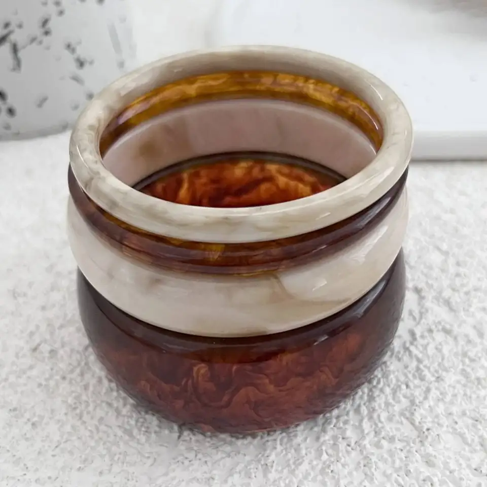 Trendy Brown Beige Thick Resin - Resin Bangle Bracelet บทวิจารณ์และราคา