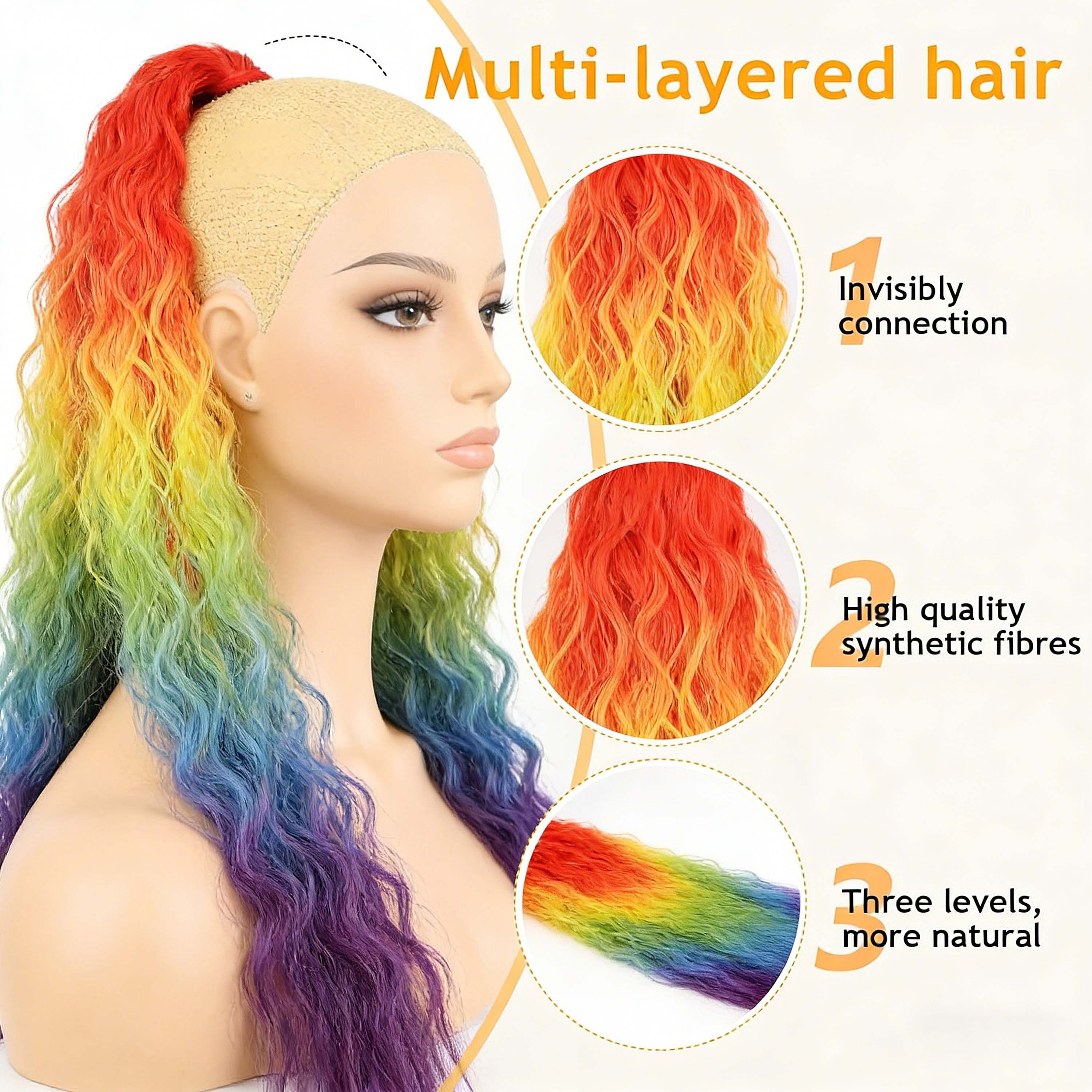 Synthetic Rainbow Claw Long Wa - Hair Claw Clip Set บทวิจารณ์และราคา
