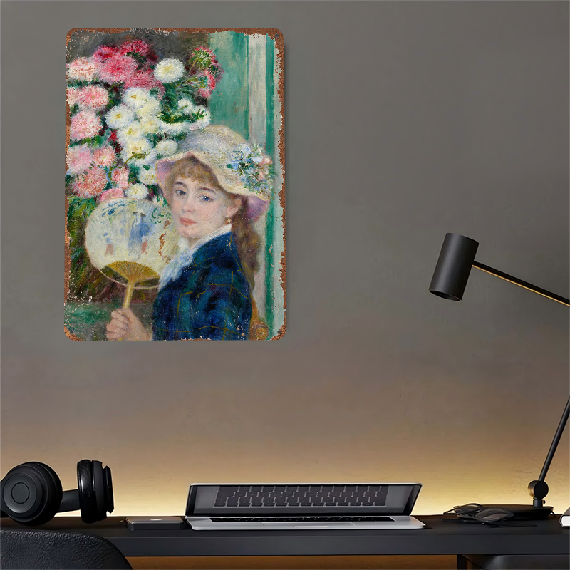 Young Woman With Fan and Flowe - Women Accessories Poster บทวิจารณ์และราคา