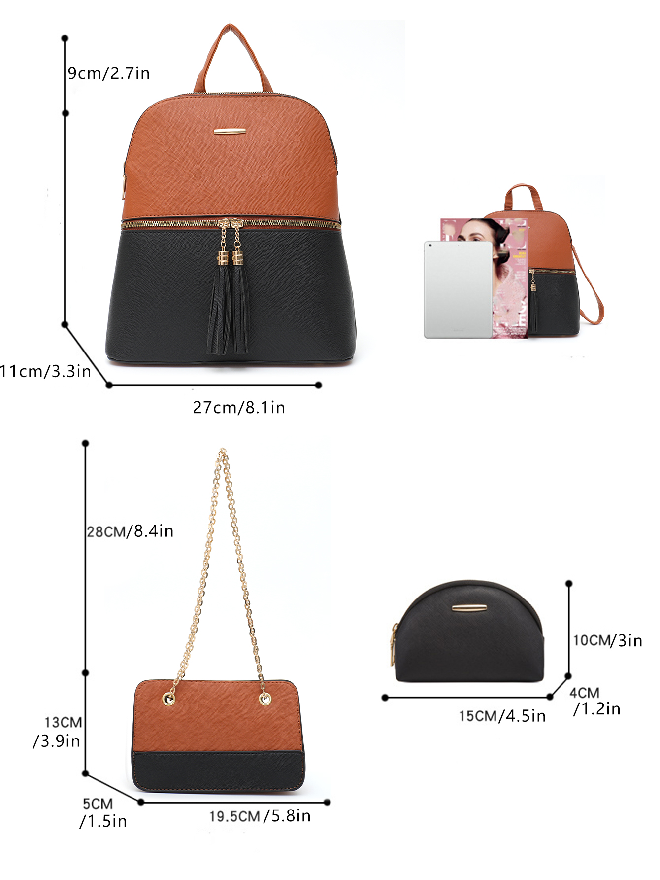 4 PCS Bags Set Women's Fashion - Wallet Chain Bag บทวิจารณ์และราคา