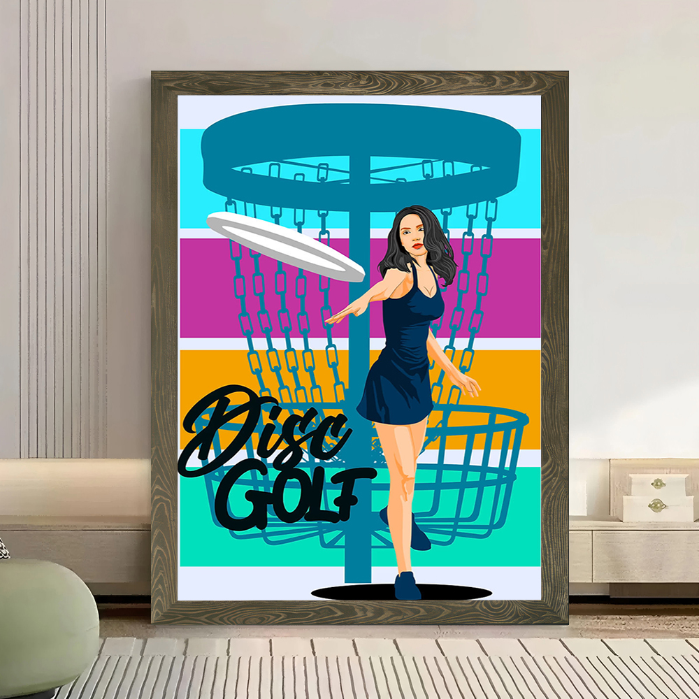 Disc Golf Woman Throwing Disc  - Women Accessories Poster บทวิจารณ์และราคา