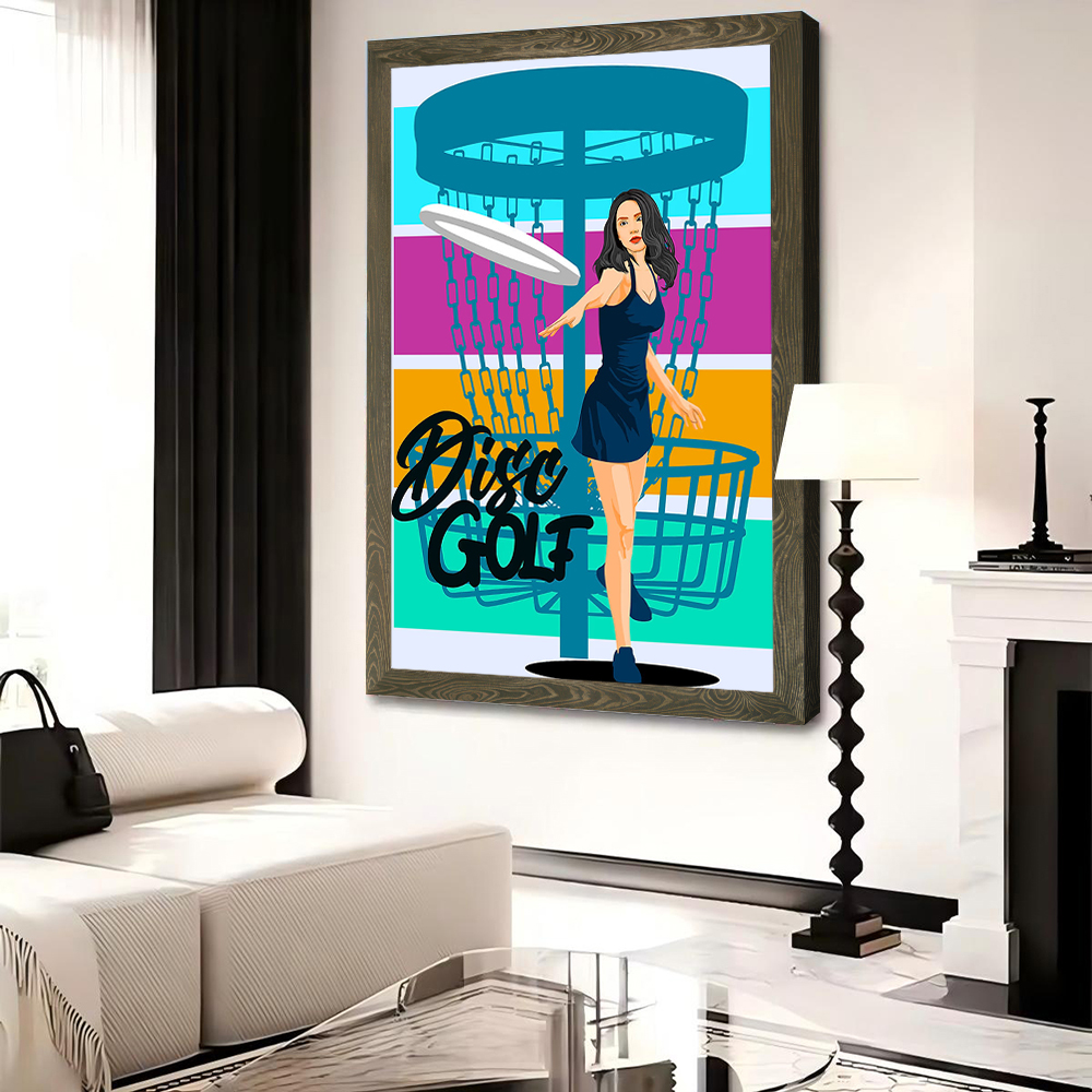 Disc Golf Woman Throwing Disc  - Women Accessories Poster บทวิจารณ์และราคา
