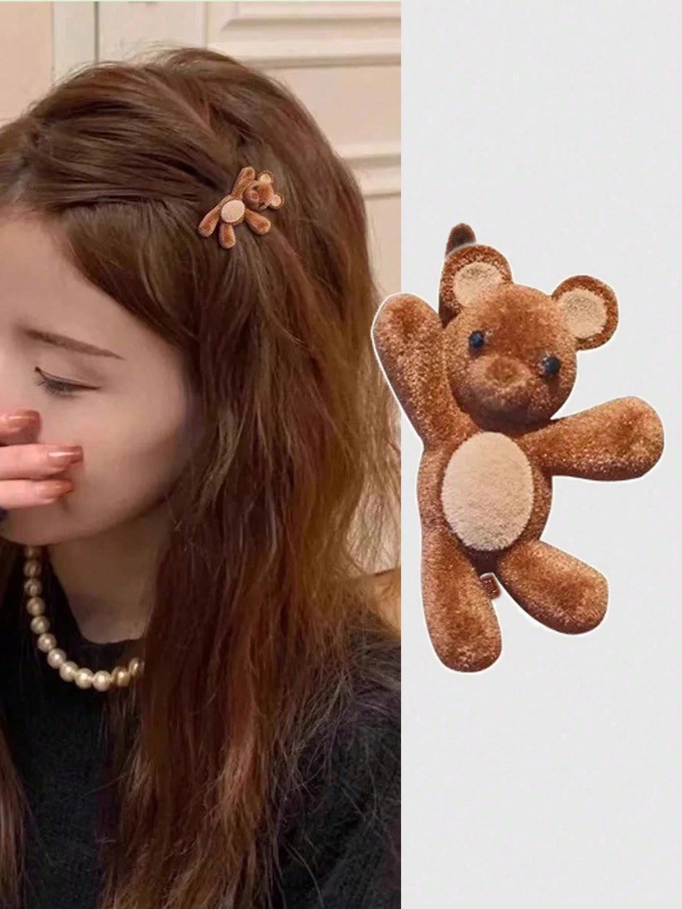 Cute Velvet Bear Hair Clip For - Hair Claw Clip Set บทวิจารณ์และราคา