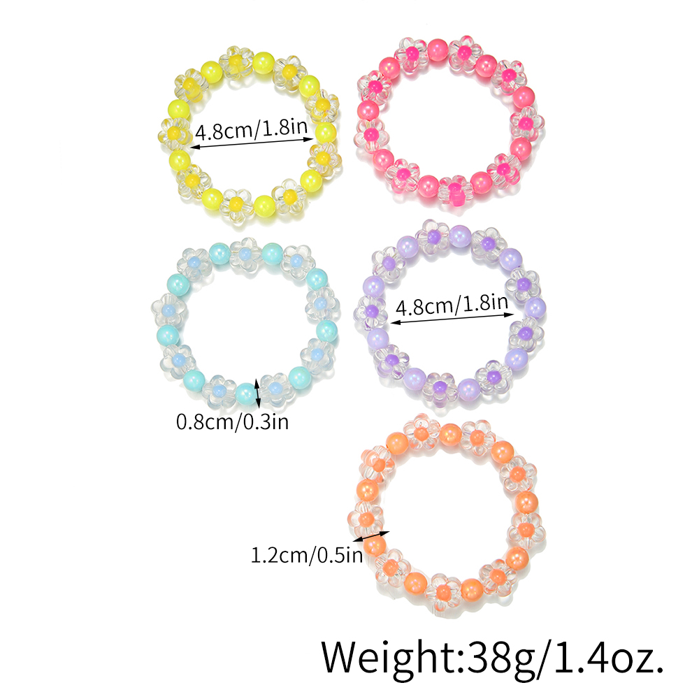 5Pcs/Set Colorful Beads Flower - Resin Bangle Bracelet บทวิจารณ์และราคา