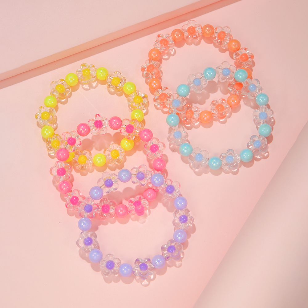 5Pcs/Set Colorful Beads Flower - Resin Bangle Bracelet บทวิจารณ์และราคา