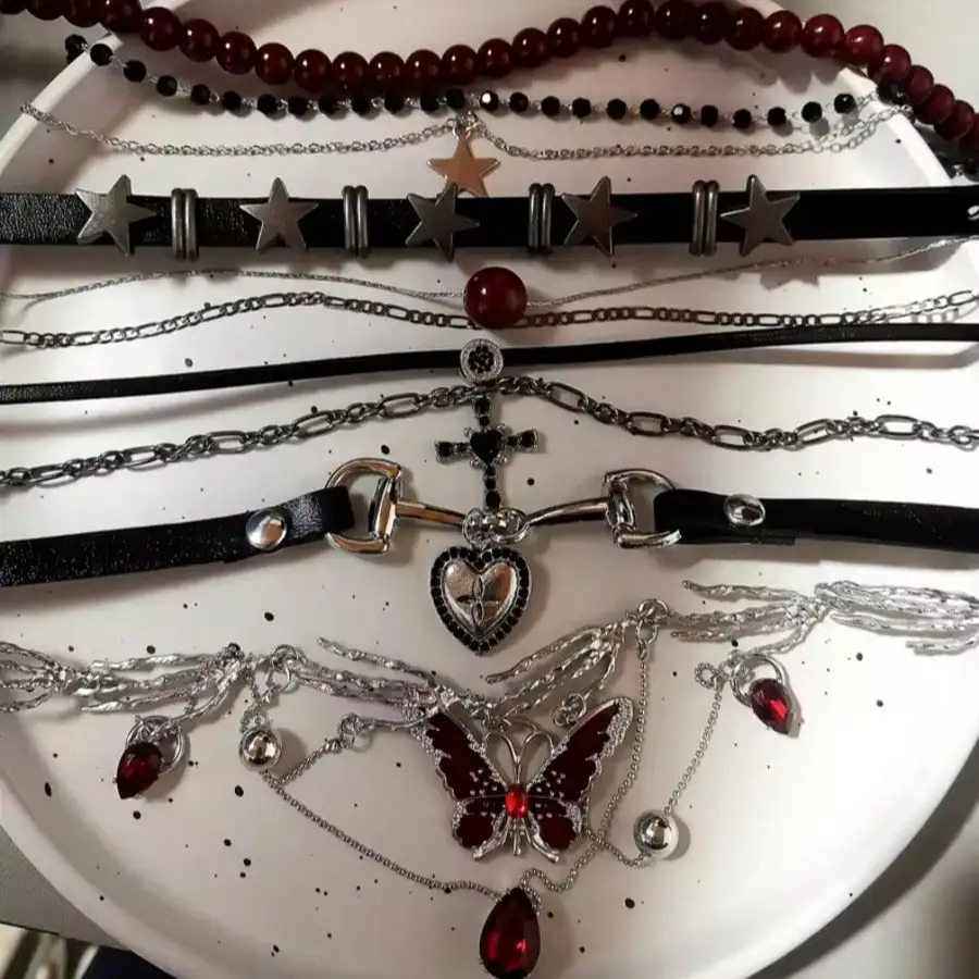 Gothic Y2K Red Butterfly Star  - Women'S Y2K Accessories บทวิจารณ์และราคา