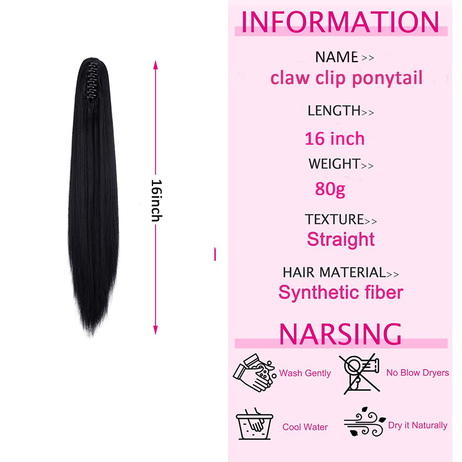 Claw Ponytail Extension Black  - Hair Claw Clip Set บทวิจารณ์และราคา