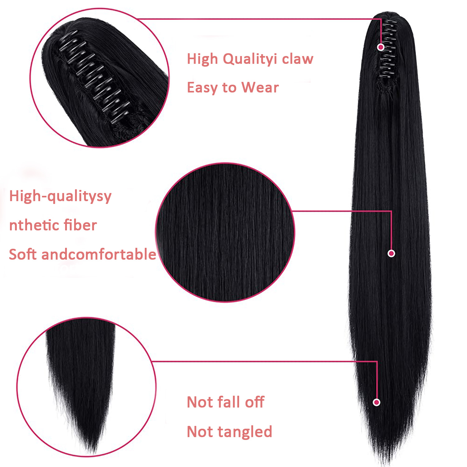 Claw Ponytail Extension Black  - Hair Claw Clip Set บทวิจารณ์และราคา