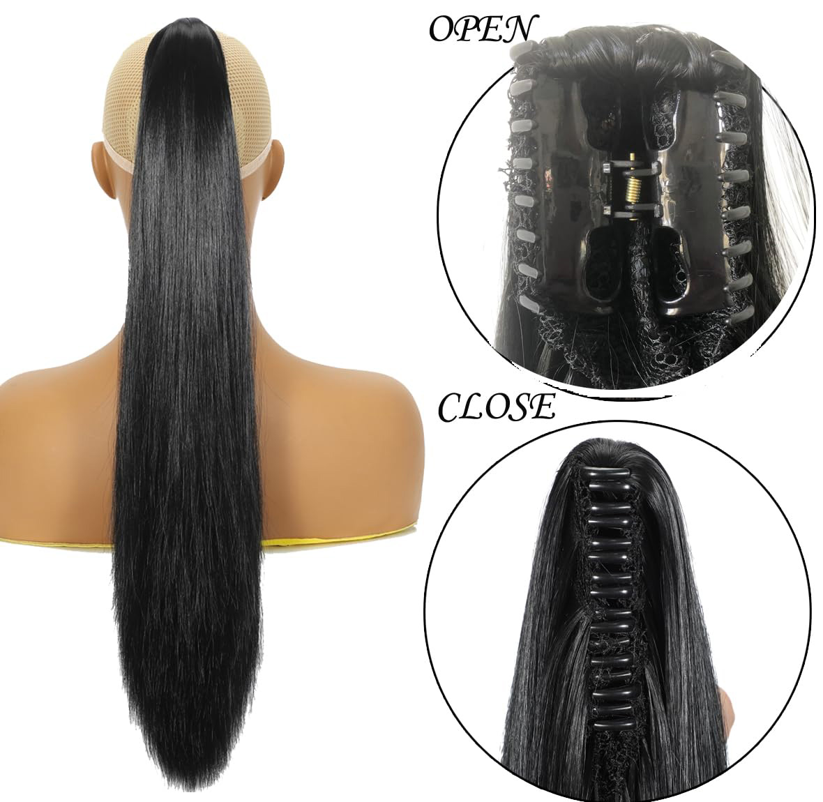Claw Ponytail Extension Black  - Hair Claw Clip Set บทวิจารณ์และราคา