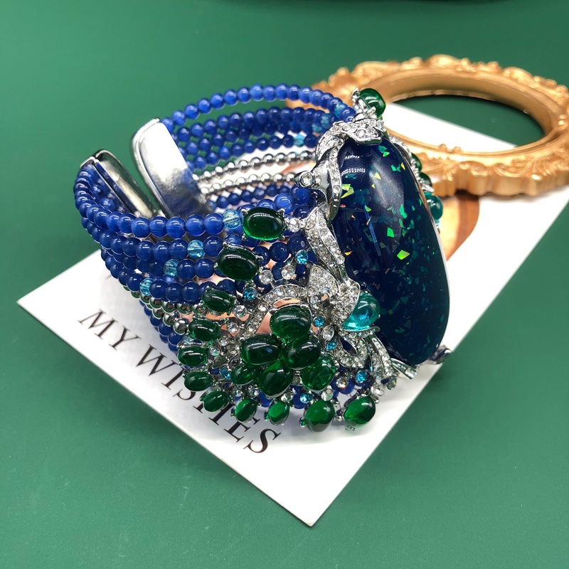 Luxury Vintage Chunky Beaded B - Resin Bangle Bracelet บทวิจารณ์และราคา